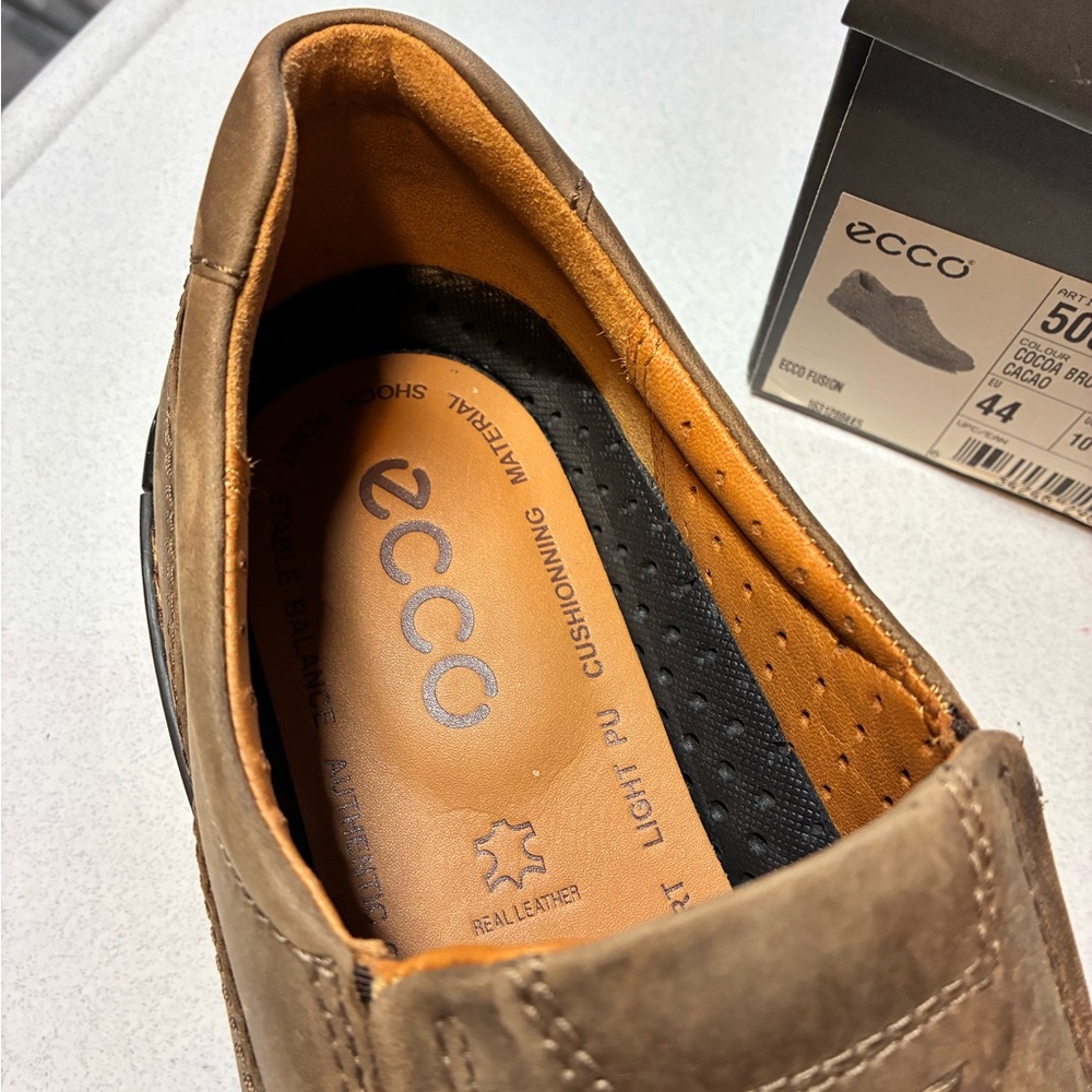 ECCO Men’s 44 US 10-10.5 Cocoa Brown Leather Fusion Gently EUC Loafers Shoes - Picture 4 of 6